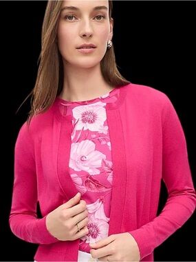 Ann Taylor Bright Pink Cropped Cardigan New With Tags